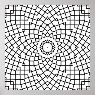 Interlocking Grid Mandala with Angular Flow Art Poster