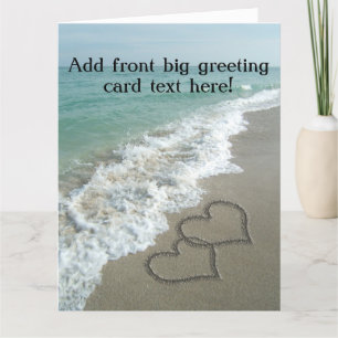 Interlocking Hearts on Beach Sand Card