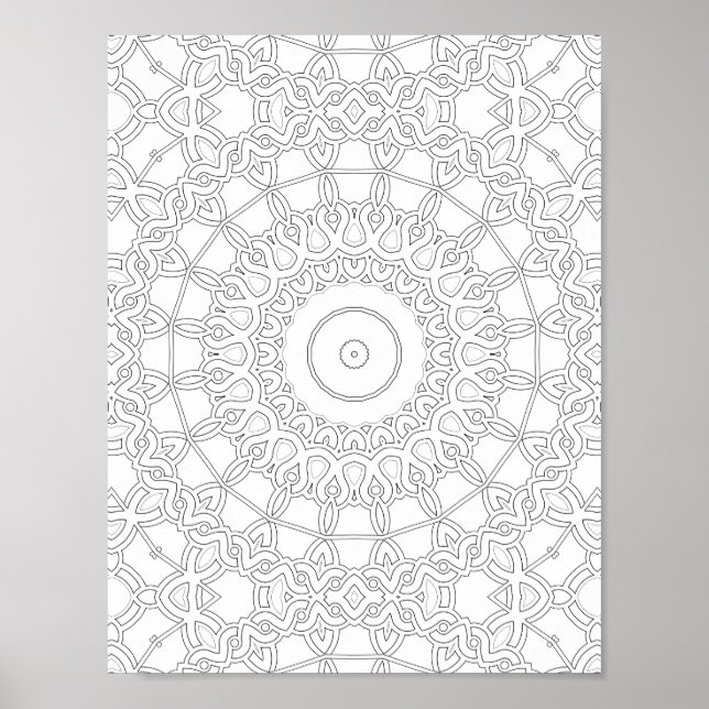 Interlocking Loopwork Colouring Page Pattern Art Poster (Front)