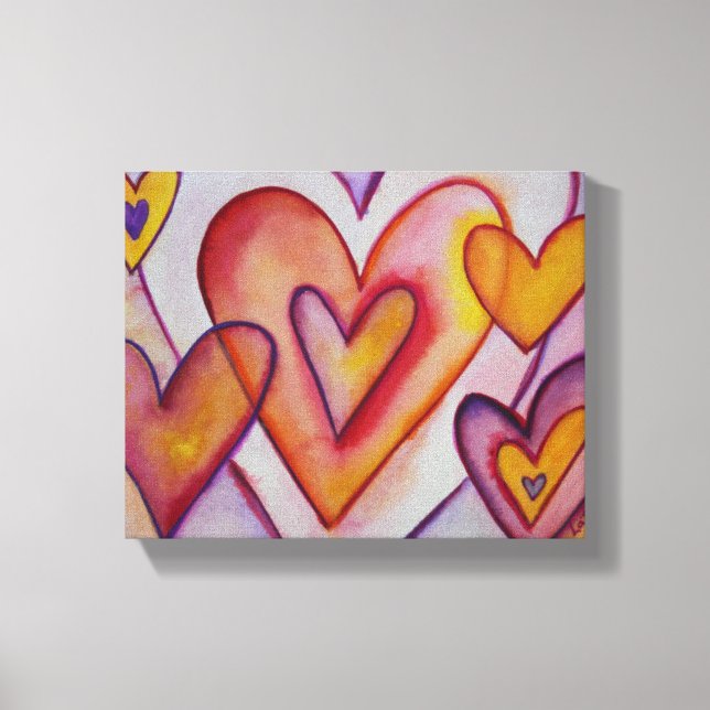 Interlocking Love Hearts Canvas Art Paintings (Front)