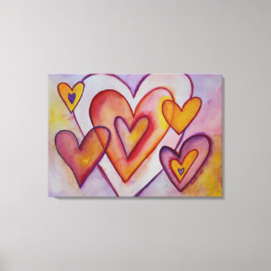 Interlocking Love Hearts Canvas Painting Art Print