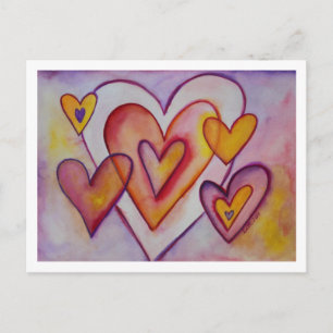 Interlocking Love Hearts Custom Art Postcards