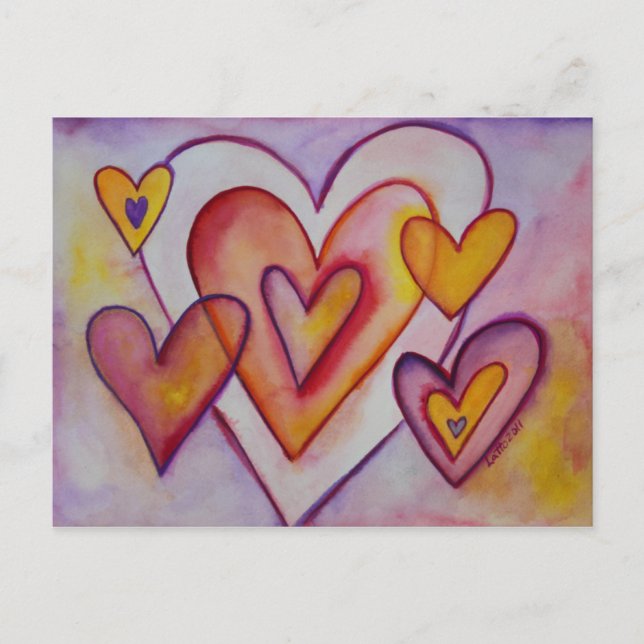 Interlocking Love Hearts Custom Art Postcards (Front)