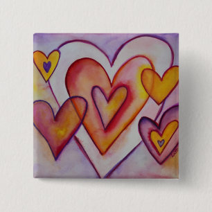 Interlocking Love Hearts Custom Button Pendant Pin