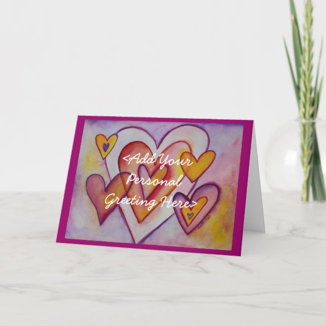 Interlocking Love Hearts Custom Greeting Cards (Front)