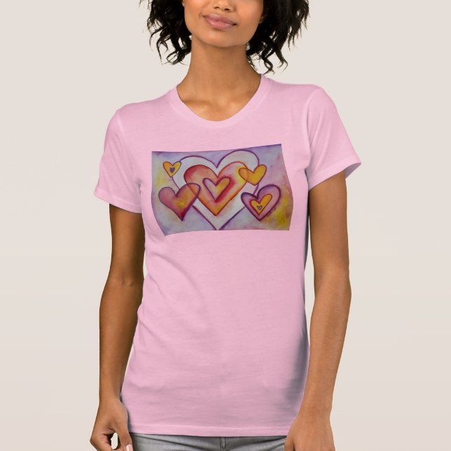 Interlocking Love Hearts Painting Custom T-Shirts (Front)