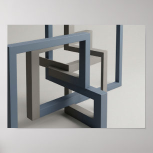 Interlocking Rectangular Frames Optical Geometric  Poster
