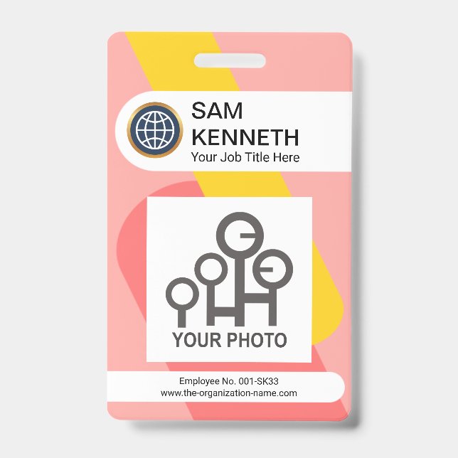 Interlocking Red Yellow Columns Company Photo ID Badge (Front)