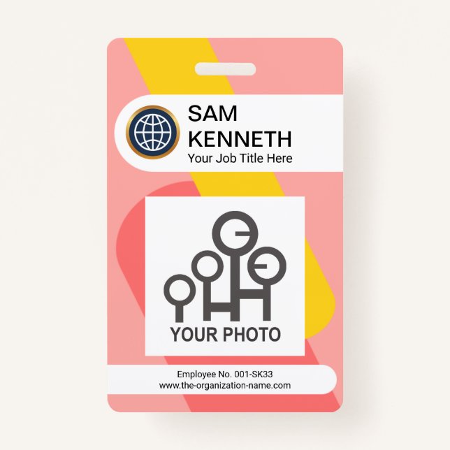 Interlocking Red Yellow Columns Company Photo ID Badge (Front)