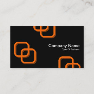 Interlocking Squares 3d - Orange on Black Business Card
