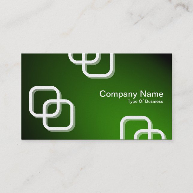Interlocking Squares 3d - Spotlit - Green (Gold) Business Card (Front)