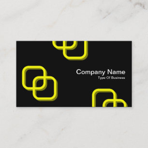 Interlocking Squares 3d - Yellow on Black Business Card