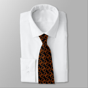 Interlocking Squares - Orange on Black Tie