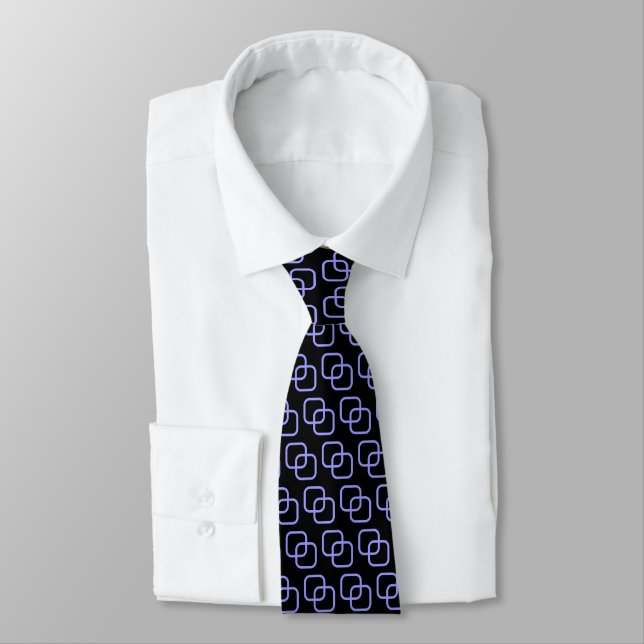 Interlocking Squares - Pastel Blue on Black Tie (Tied)