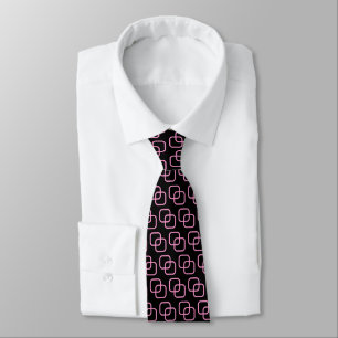 Interlocking Squares - Pink on Black Tie