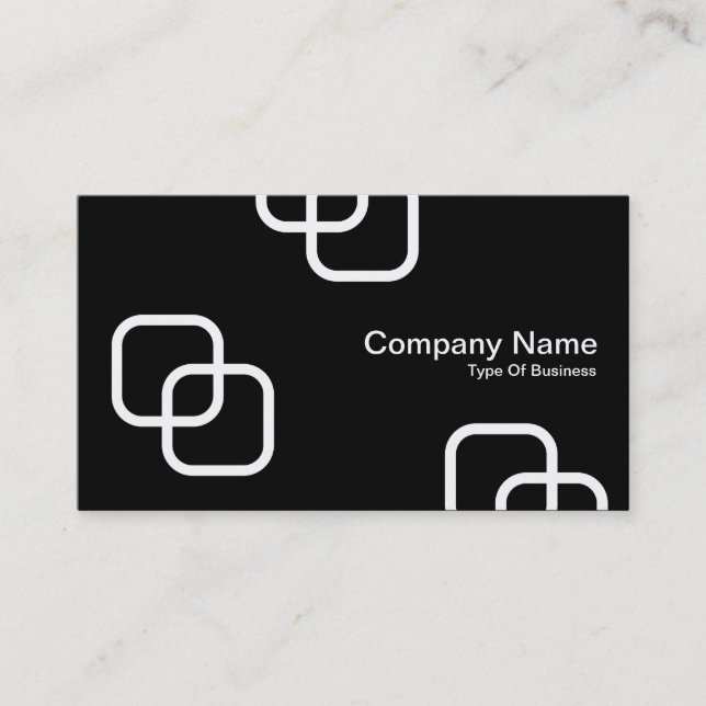Interlocking Squares - White on Black Business Card (Front)