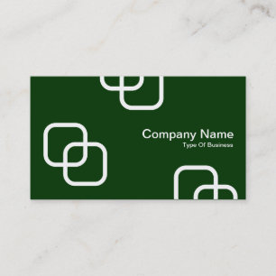 Interlocking Squares - White on Dark Green Business Card