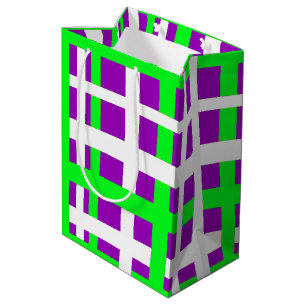 Interlocking Stripes Black Green Purple Medium Gift Bag