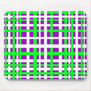 Interlocking Stripes Black Green Purple Mouse Mat