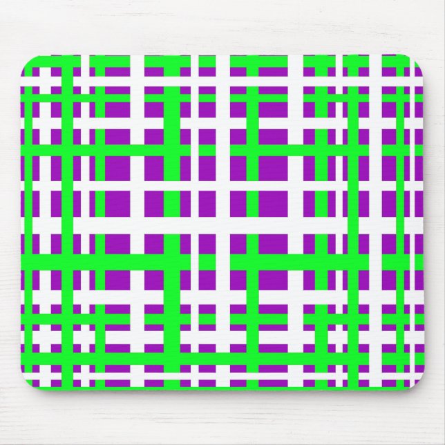 Interlocking Stripes Black Green Purple Mouse Mat (Front)