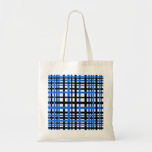 Interlocking Stripes Black White Blue Tote Bag