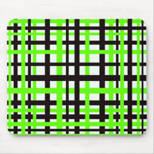 Interlocking Stripes Black White Green Mouse Mat
