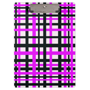 Interlocking Stripes Black White Pink Clipboard