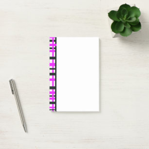 Interlocking Stripes Black White Pink Post-it Notes