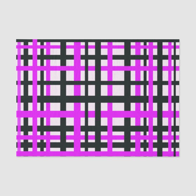 Interlocking Stripes Black White Pink Tissue Paper (Front)