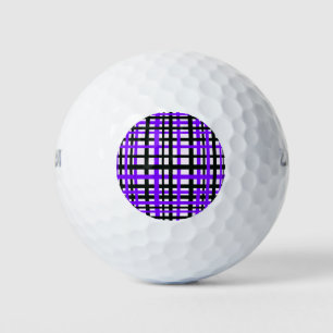 Interlocking Stripes Black White Purple Golf Balls