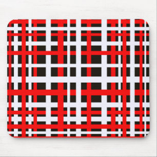 Interlocking Stripes Black White Red Mouse Mat