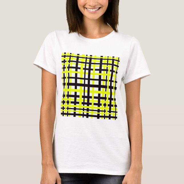 Interlocking Stripes Black White Yellow T-Shirt (Front)