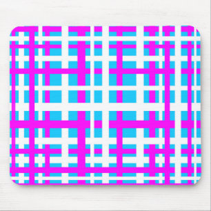 Interlocking Stripes White Pink Light Blue Mouse Mat