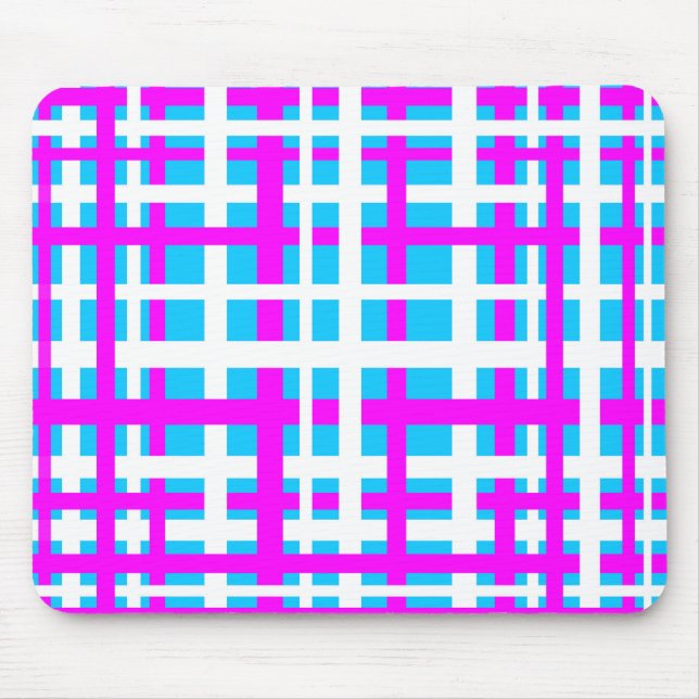 Interlocking Stripes White Pink Light Blue Mouse Mat (Front)