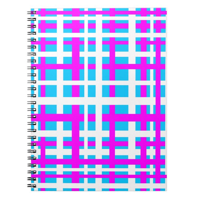 Interlocking Stripes White Pink Light Blue Notebook (Front)