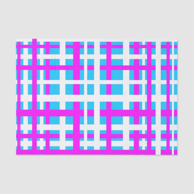 Interlocking Stripes White Pink Light Blue Tissue Paper (Front)