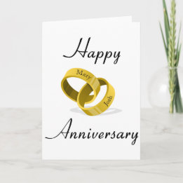 Interlocking Wedding Rings - Engraved custom Names Card