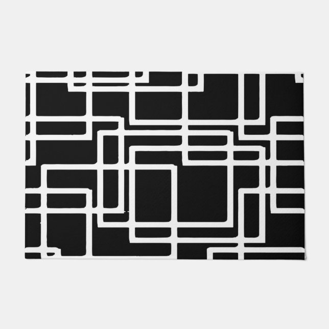 Interlocking White Squares Artistic Design Doormat (Front)