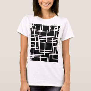 Interlocking White Squares Artistic Design T-Shirt