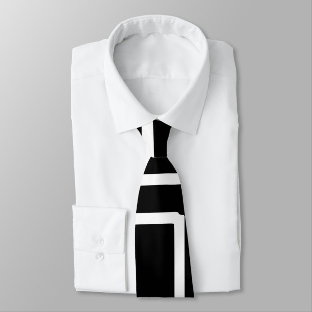 Interlocking White Squares Artistic Design Tie (Tied)
