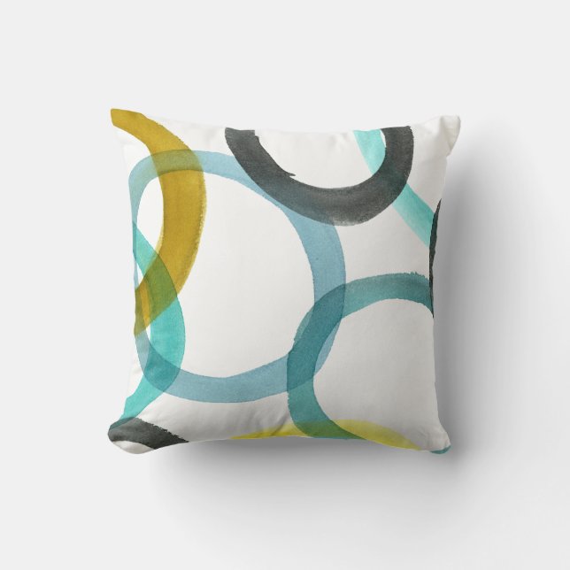 Interlocking Yellow & Blue Circles Cushion (Front)