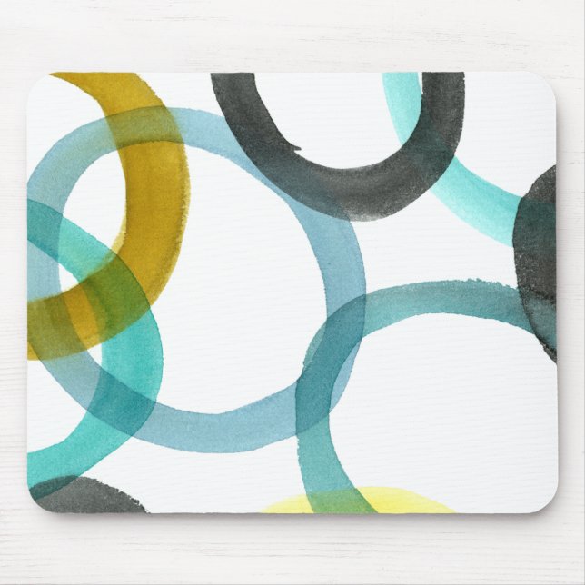 Interlocking Yellow & Blue Circles Mouse Mat (Front)