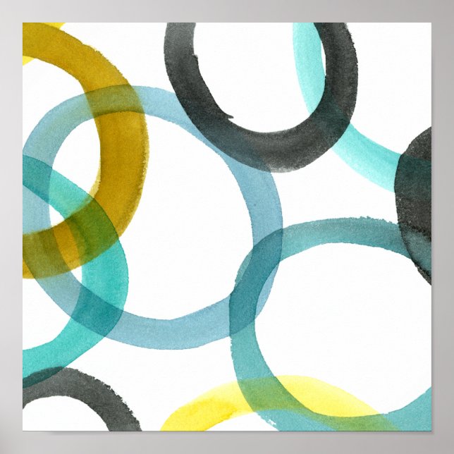 Interlocking Yellow & Blue Circles Poster (Front)