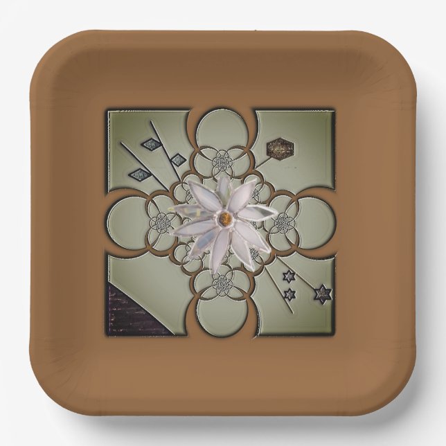 "Intermingle" (9" Square Wedding) Paper Plate set (Front)