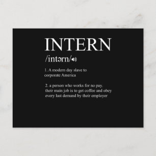 Intern Definition Internship Job Assistant Gift Postcard