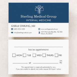 Internal Medicine Doctor Office Appointment Business Card