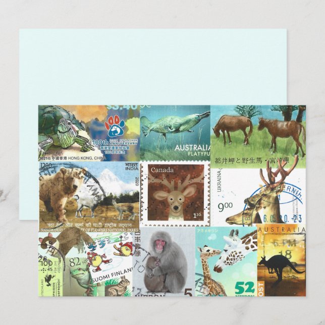 International Animal Postage Stamp Collage (Front/Back)
