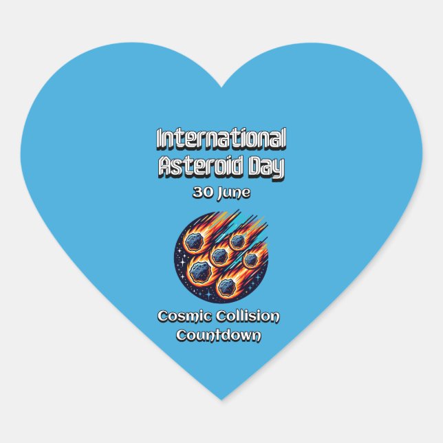 International Asteroid Day. 30 June Heart Sticker (Front)