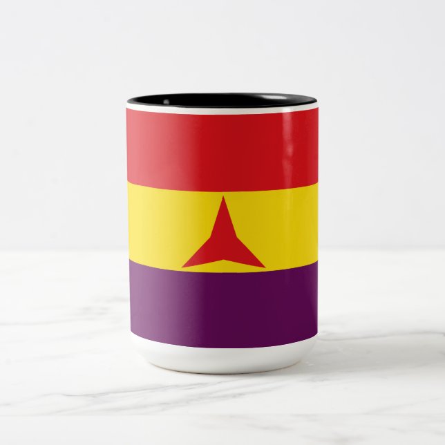 International Brigades Flag (Spanish Civil War) Two-Tone Coffee Mug (Center)