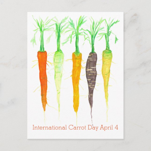 International Carrot Day April 4 Watercolor Postcard (Front)